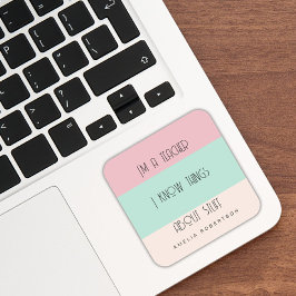 Farbblock für die lustige Lehrerin personalisiert Quadratischer Aufkleber
