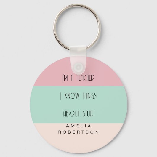 Farbblock für die lustige Lehrerin personalisiert Schlüsselanhänger (Vorderseite)