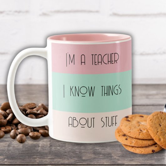 Farbblock für die lustige Lehrerin personalisiert Zweifarbige Tasse