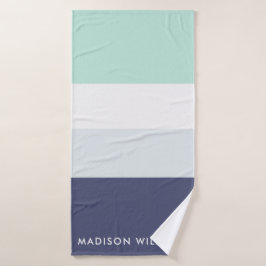 Farbblock für Monogram, Horizontal Streifen Stilvo Badhandtuch Set