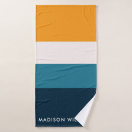 Farbblock für Monogram, Horizontal Streifen Stilvo Badhandtuch Set