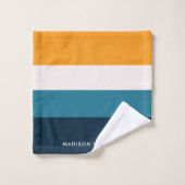 Farbblock für Monogram, Horizontal Streifen Stilvo Badhandtuch Set (Waschlappen)