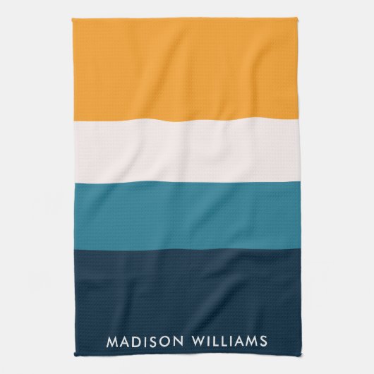 Farbblock für Monogram, Horizontal Stripe Stylish Geschirrtuch (Vertikal)