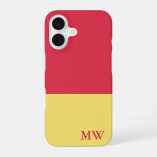 Farbblock für Monogramm, dunkelrosa und gelb iPhone 16 Hülle