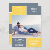 Farbblock für Senf und Schiefer Save the Date (Vorne/Hinten)