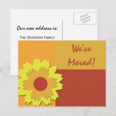 Farbblock für Sonnenblumen Änderung der Adresse Ankündigungspostkarte (Vorne/Hinten)