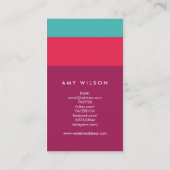 Farbblock für soziale Medien Türkisch Pink Lila Visitenkarte (Rückseite)