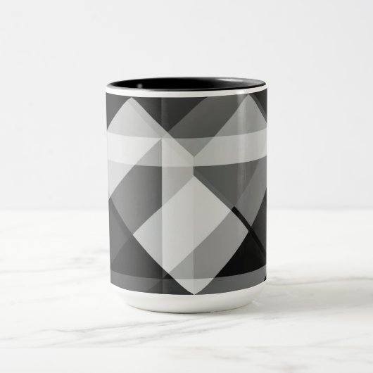 Farbblock Geo Formen Tasse in Schwarz und Grau (Zentrum)