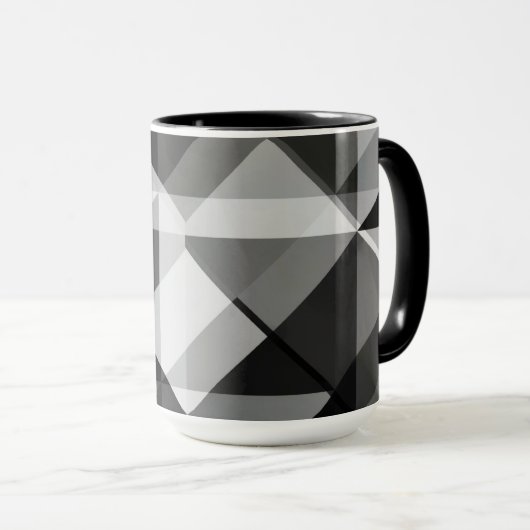 Farbblock Geo Formen Tasse in Schwarz und Grau (VorderseiteRechts)
