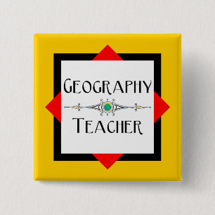 Farbblock Geografischer Lehrer Button
