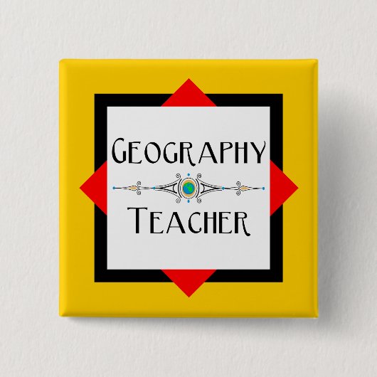 Farbblock Geografischer Lehrer Button (Vorderseite)