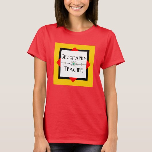 Farbblock Geografischer Lehrer T-Shirt (Vorderseite)