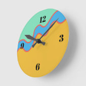 Farbblock Gold Blau Grün Runde Wanduhr (Winkel)