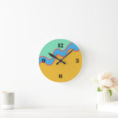 Farbblock Gold Blau Grün Runde Wanduhr (Zuhause)