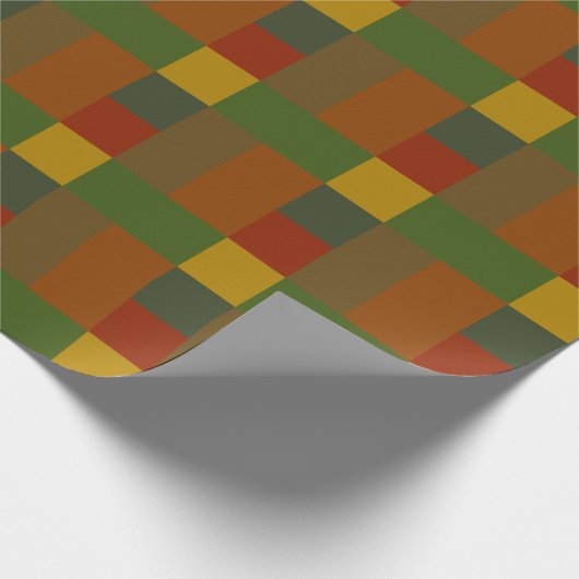 Farbblock Gold Red Olive Green Orange Geschenkpapier (Ecke)