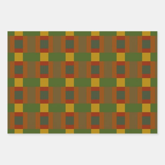 Farbblock Gold Red Olive Green Orange Geschenkpapier Set (Vorderseite 3)