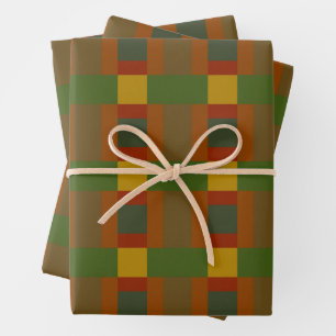 Farbblock Gold Red Olive Green Orange Geschenkpapier Set