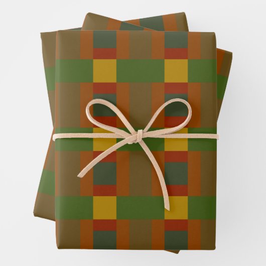 Farbblock Gold Red Olive Green Orange Geschenkpapier Set (Beispiel)