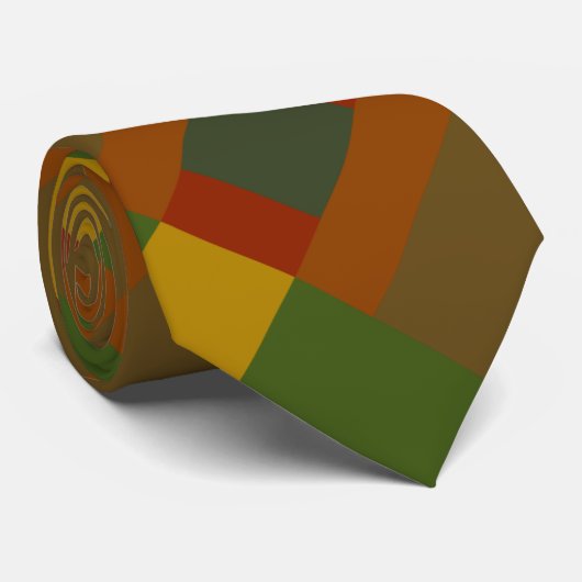 Farbblock Gold Red Olive Green Orange Krawatte (Gerollt)