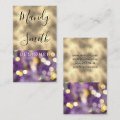 Farbblock-Goldfolie | Lila Bokeh Lights Visitenkarte (Vorne/Hinten)