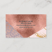 Farbblock-Goldmarmorplatte Rose Goldfolie Visitenkarte (Rückseite)
