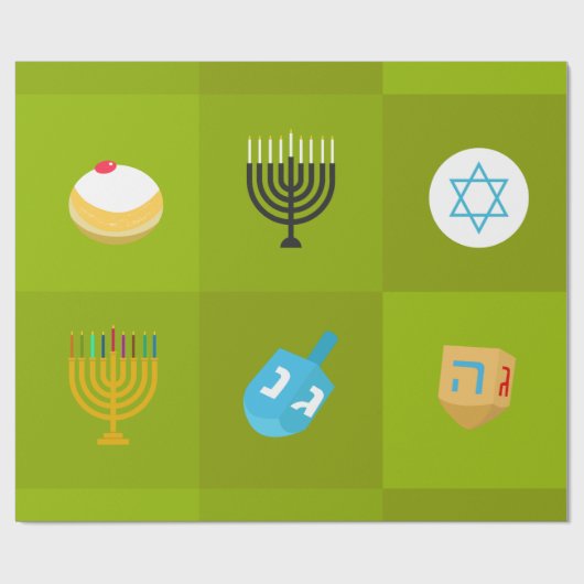Farbblock grün hanukkah geschenkpapier (Flach)