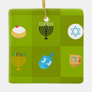 Farbblock grün hanukkah keramikornament