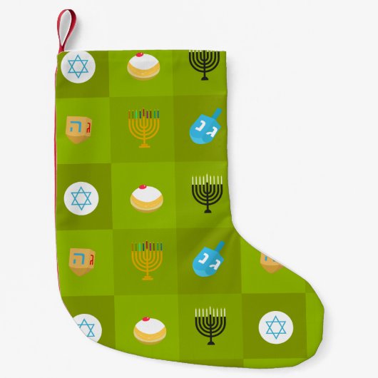 Farbblock grün hanukkah kleiner weihnachtsstrumpf (Vorderseite)