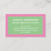 Farbblock Grün und Rosa Datum der Wiedergabe Telefonnummerkarte (Rückseite)