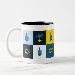 Farbblock hebrew hanukkah zweifarbige tasse