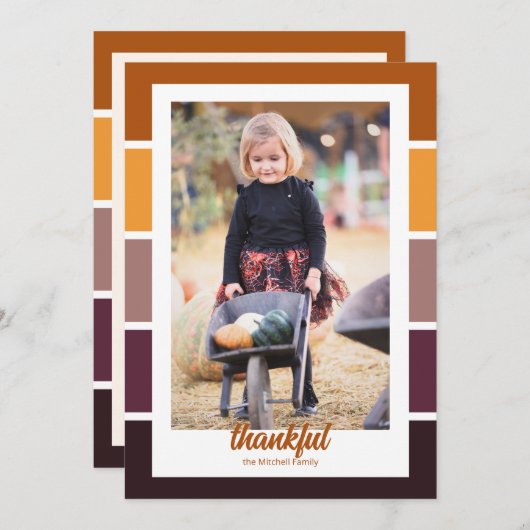 Farbblock Herbstfarbe Dank Foto Erntedank Einladung (Vorne/Hinten)