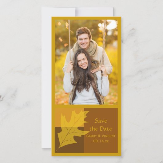 Farbblock Herbstleaf Hochzeitssache Datum speicher Save The Date (Vorderseite)