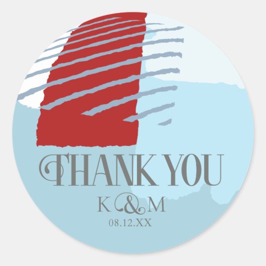 Farbblock Hochzeit Danke Winter ID740 Runder Aufkleber (Vorderseite)