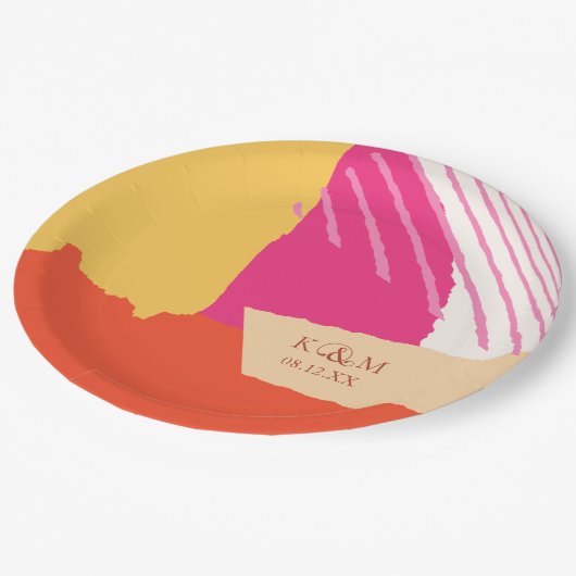 Farbblock Hochzeit Sommer-ID740 Pappteller (Schrägansicht)