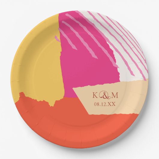 Farbblock Hochzeit Sommer-ID740 Pappteller (Vorderseite)
