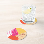 Farbblock Hochzeit Sommer-ID740 Runder Pappuntersetzer (Vor Ort)