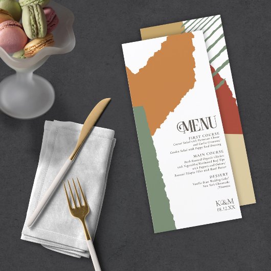 Farbblock Hochzeitmenü Herbst-ID740 Menükarte
