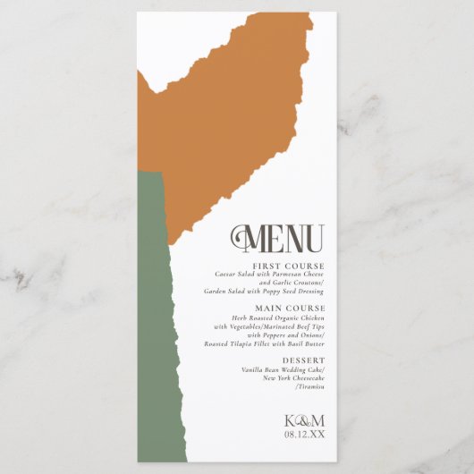 Farbblock Hochzeitmenü Herbst-ID740 Menükarte (Vorderseite)