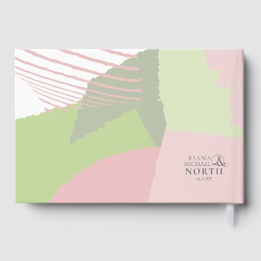 Farbblock Hochzeitsfeder-ID740 Gästebuch (Rückseite)