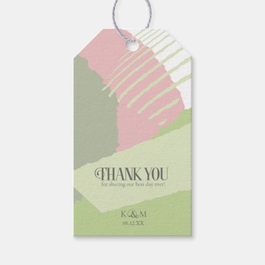 Farbblock Hochzeitsfeder-ID740 Geschenkanhänger (Vorderseite)