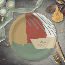 Farbblock Hochzeitskennziffer740 Pappteller