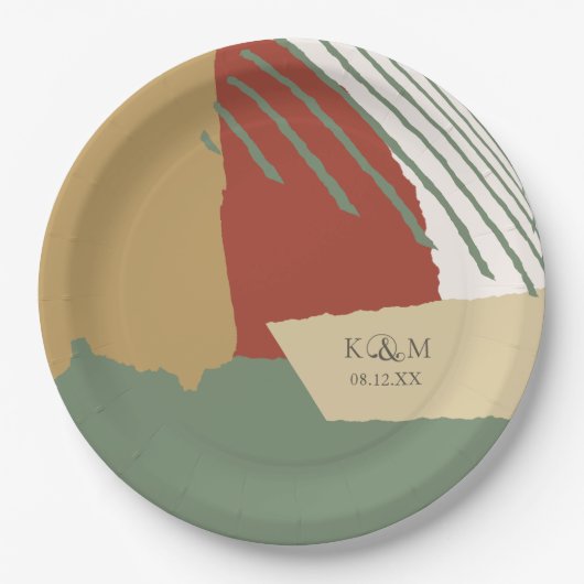 Farbblock Hochzeitskennziffer740 Pappteller (Vorderseite)