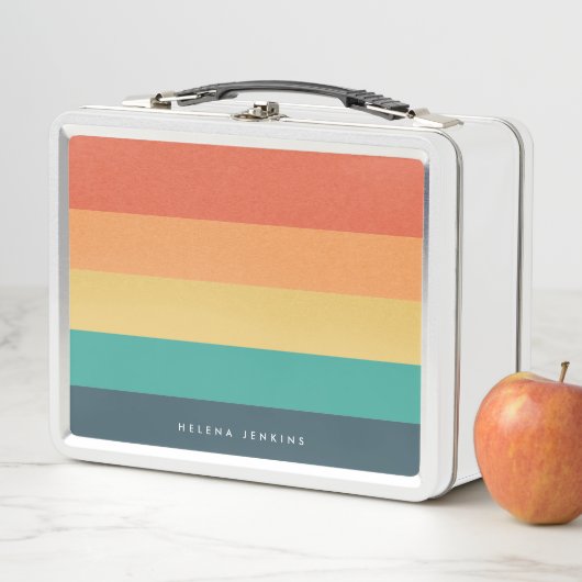 Farbblock Horizontal gestreift Farbeneinfarbiges M Metall Brotdose (Beispiel)