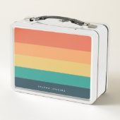 Farbblock Horizontal gestreift Farbeneinfarbiges M Metall Brotdose (Rückseite)