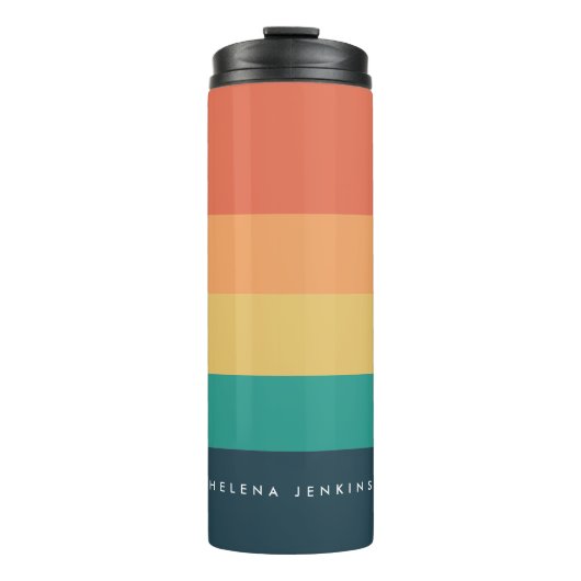 Farbblock Horizontal gestreift Farbeneinfarbiges M Thermosbecher (Vorderseite)