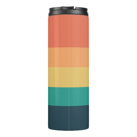 Farbblock Horizontal gestreift Farbeneinfarbiges M Thermosbecher (Rückseite)