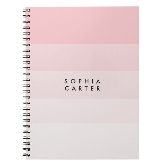 Farbblock Horizontal rosa Pastellstreifen Monogram Notizblock (Vorderseite)