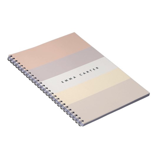 Farbblock Horizontale Pastellstreifen Monogramm Notizblock (Rechte Seite)