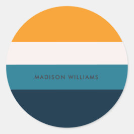 Farbblock Horizontaler Streifen Classic Round Stic Runder Aufkleber