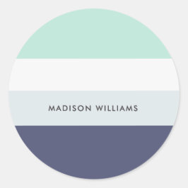 Farbblock Horizontaler Streifen Classic Round Stic Runder Aufkleber